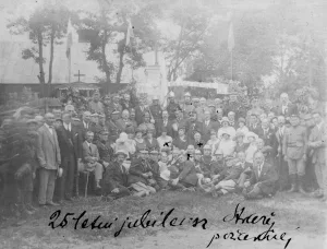 Jubileusz 25-lecia grajewskiej OSP, plac strażacki m.in. burmistrz Wacław Perlitz, starosta Marian Baehr 1925.07.25 - Grajewskie Centrum Kultury