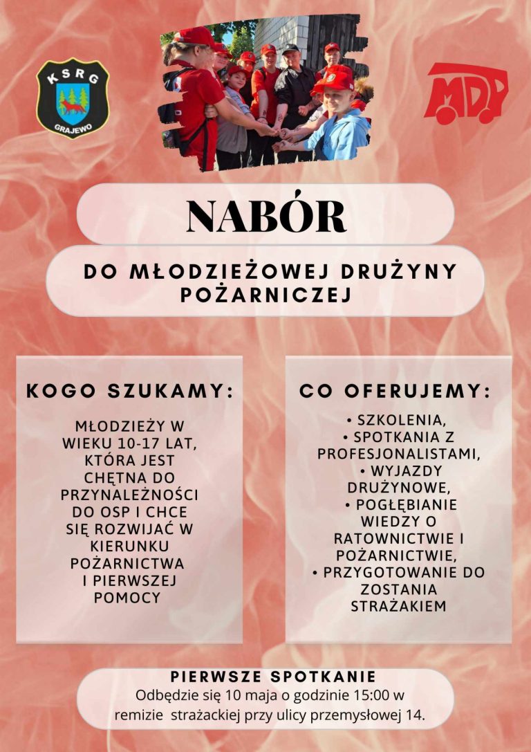 Młodzieżowa Drużyna Pożarnicza w Grajewie ogłasza nabór w swoje szeregi!